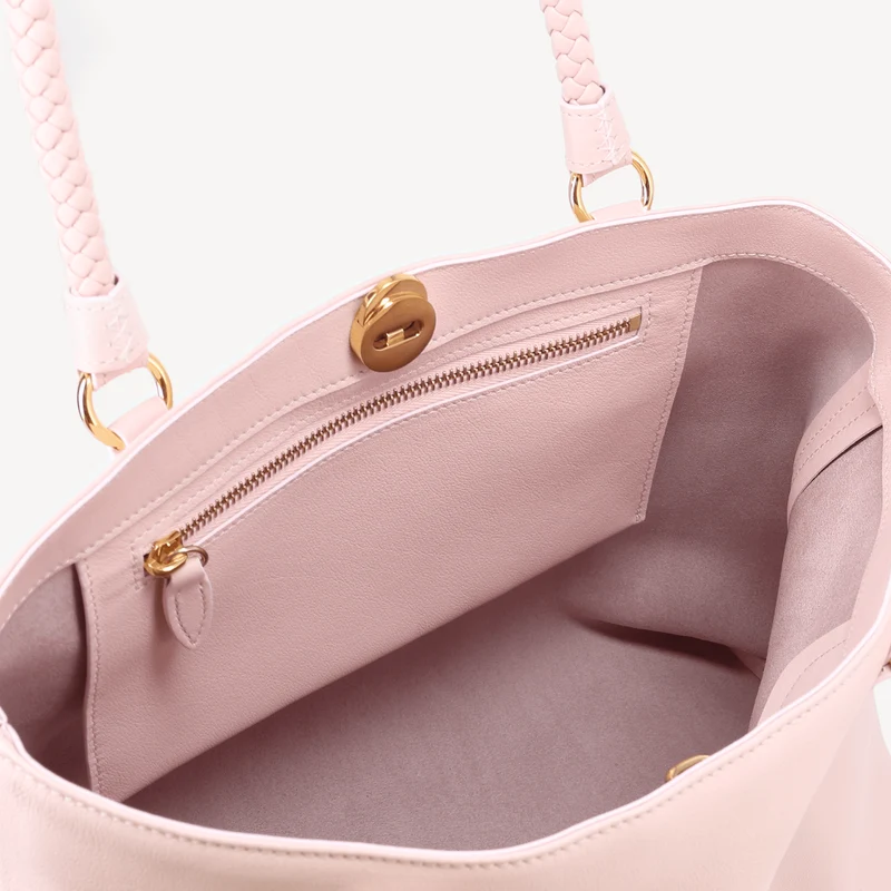 Sac à main Malibu - Cuir de veau rose (laiton poli)