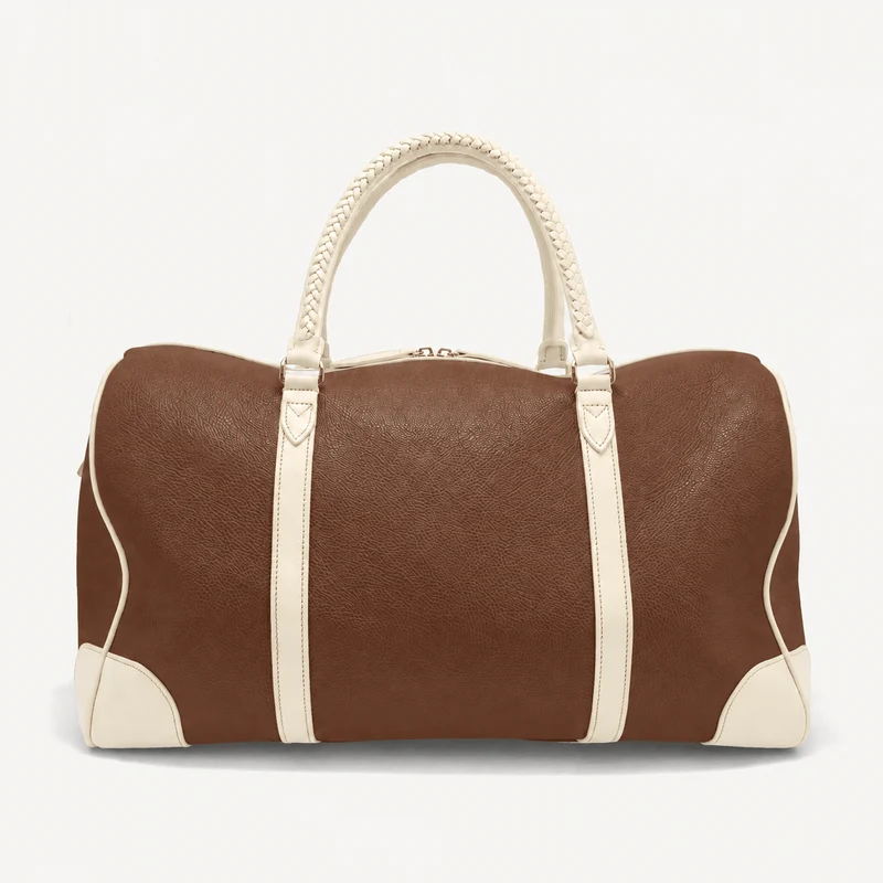 Sac de voyage pour la piscine - Cognac Pebble et veau ivoire (laiton poli)