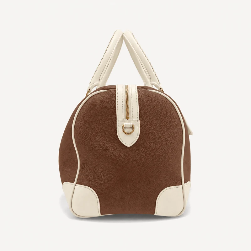 Sac de voyage pour la piscine - Cognac Pebble et veau ivoire (laiton poli)