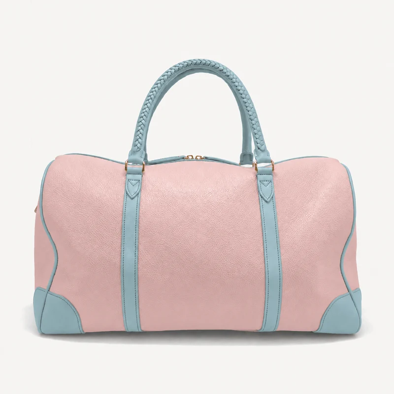 Sac de voyage pour la piscine - Galet rose et veau bleu (laiton poli)