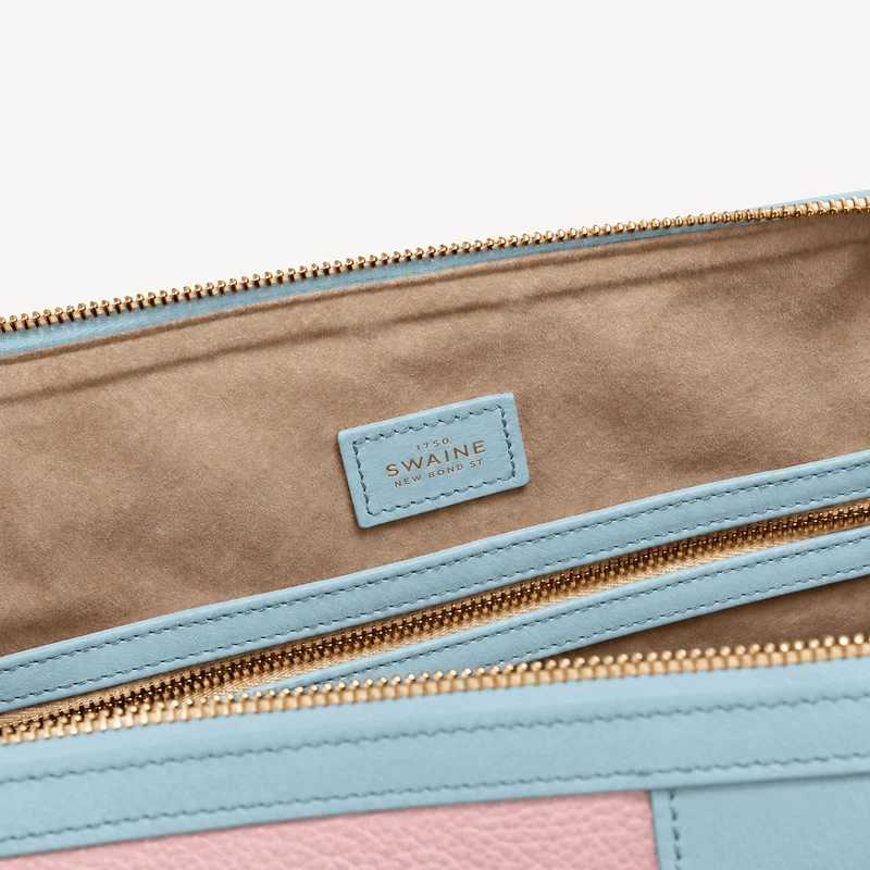 Sac de voyage pour la piscine - Galet rose et veau bleu (laiton poli)