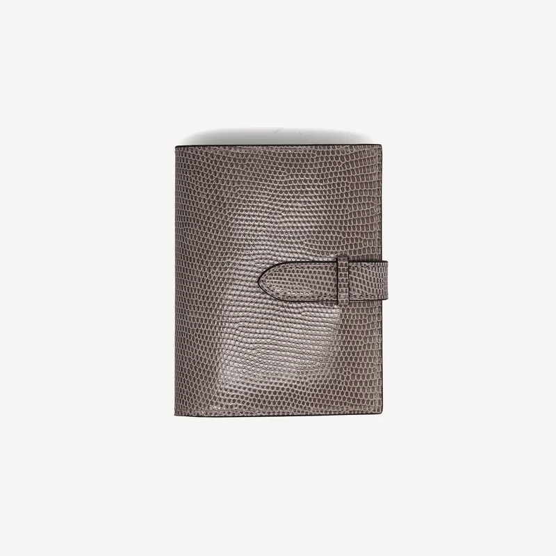 Portefeuille en lézard - Taupe (Fermeture à languette)