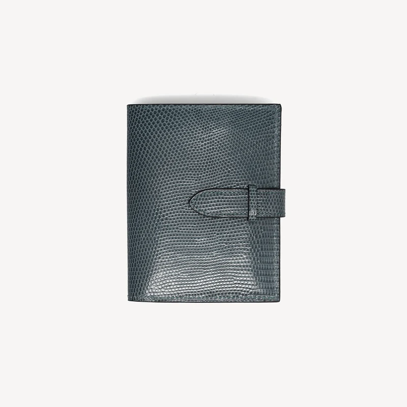 Portefeuille en lézard - Bleu (Fermeture à languette)