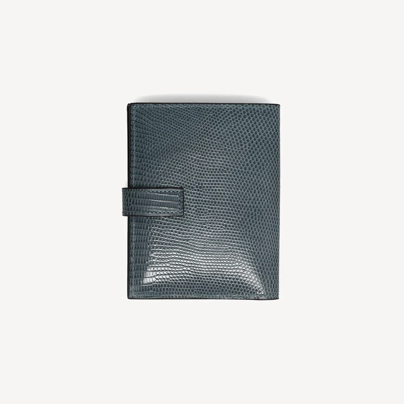 Portefeuille en lézard - Bleu (Fermeture à languette)
