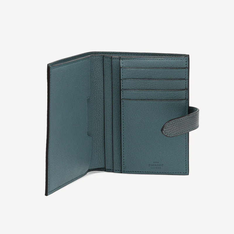Portefeuille en lézard - Bleu (Fermeture à languette)