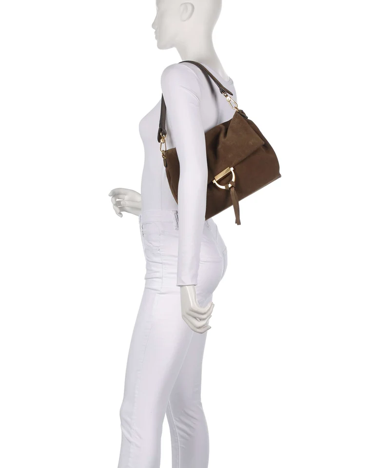 Abro Suede Temi Medium Sac porté épaule khaki