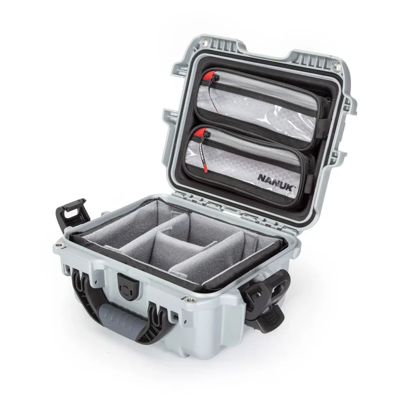 Valise Rigide Nanuk 905 avec Séparateurs rembourrés & Organisateur de couvercle (Argent)