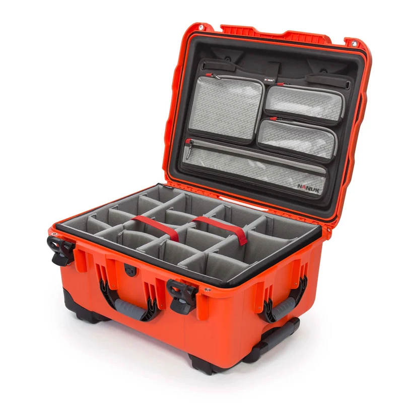 Valise Rigide à roulettes Nanuk 950 avec Séparateurs rembourrés & Organisateur de couvercle (Orange)