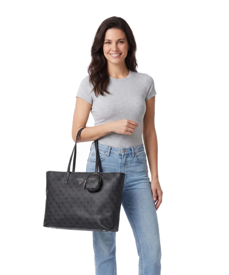 Guess Power Play II Tech Large Cabas coal logo