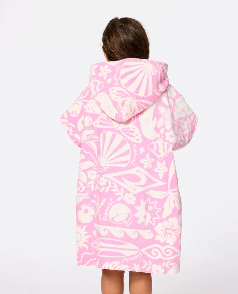 Mixed Snap Hooded Towel Poncho - Girl