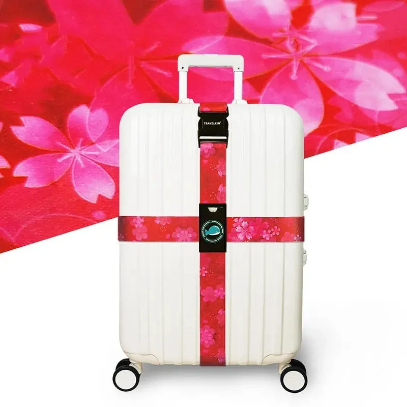 Sangle Valise Fleur Sakura | Nylon Réglable Sécurisée