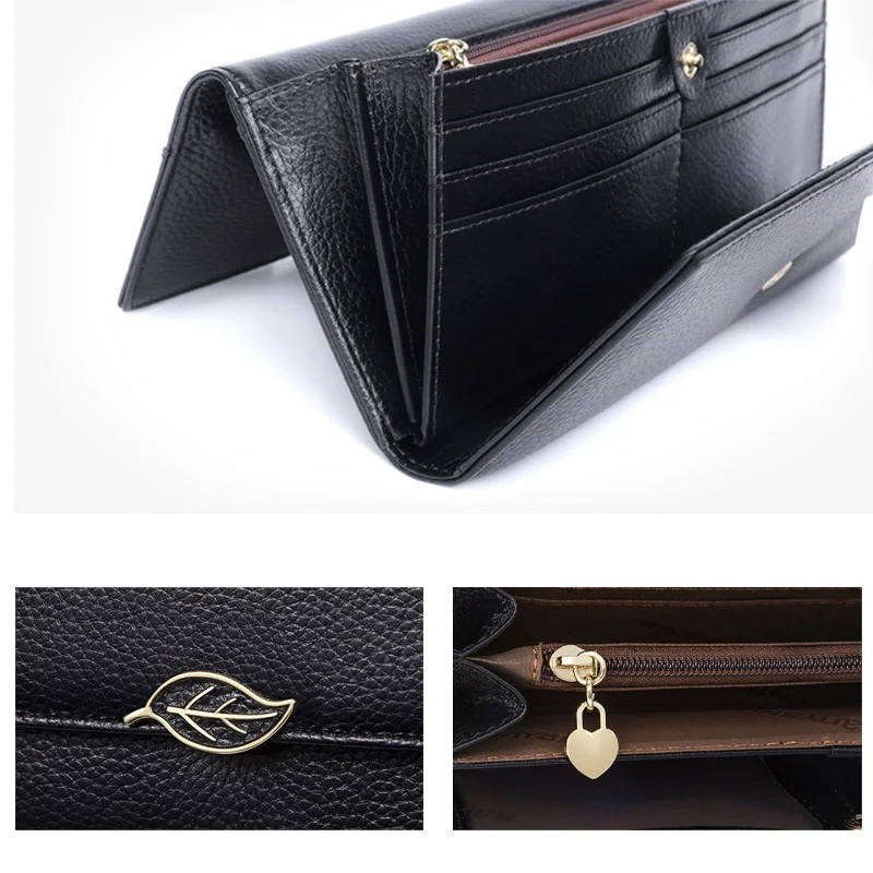 Leaf portefeuille en cuir femme