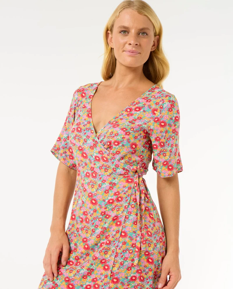 Las Dalias Ditsy Wrap Dress