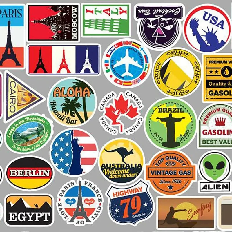 Stickers Valise Voyage Résistants | Lot 50 Pvc Personnalisables