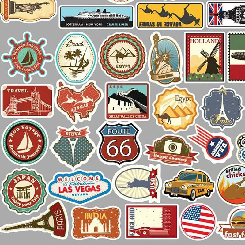 Stickers Valise Voyage Résistants | Lot 50 Pvc Personnalisables