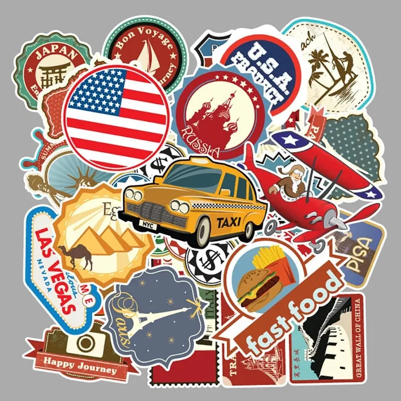 Stickers Valise Voyage Résistants | Lot 50 Pvc Personnalisables