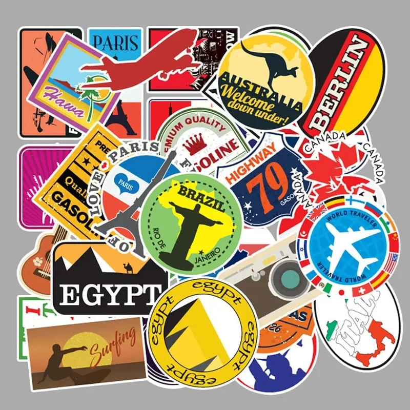 Stickers Valise Voyage Résistants | Lot 50 Pvc Personnalisables