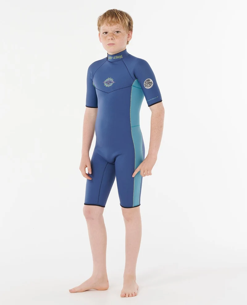 Boys Dawn Patrol Short Sleeve 2mm Back Zip Spring Suit Wetsuit