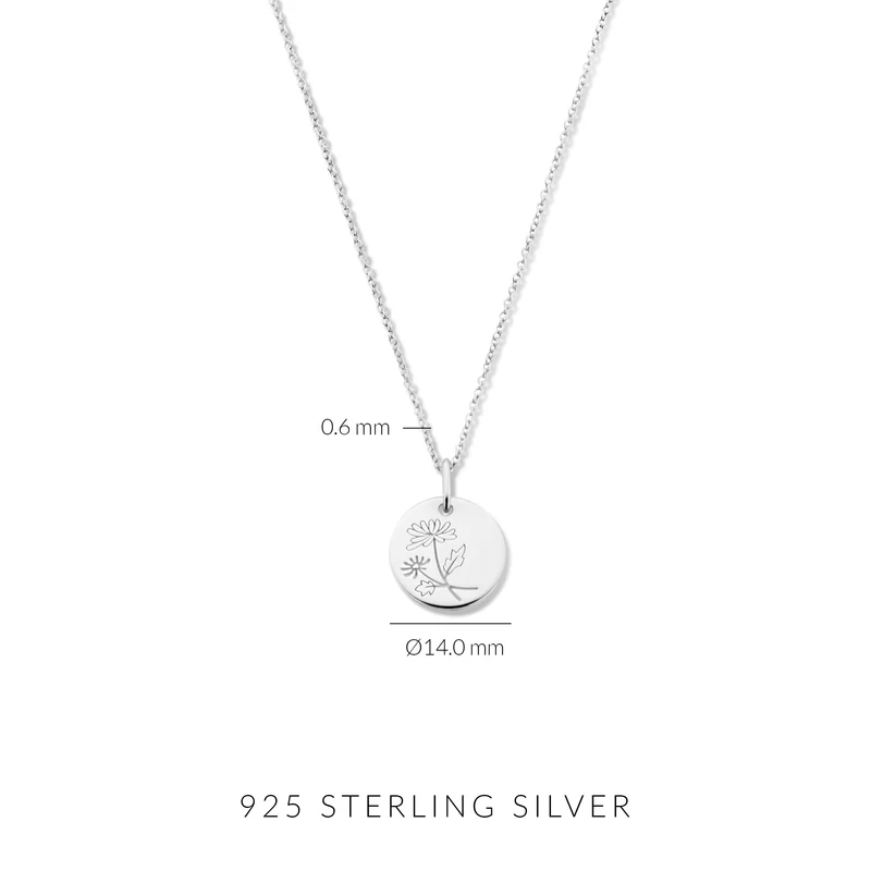 Violet Hamden Venus Collier en Argent 925 Sterling avec Fleur de Naissance VH340026-APR