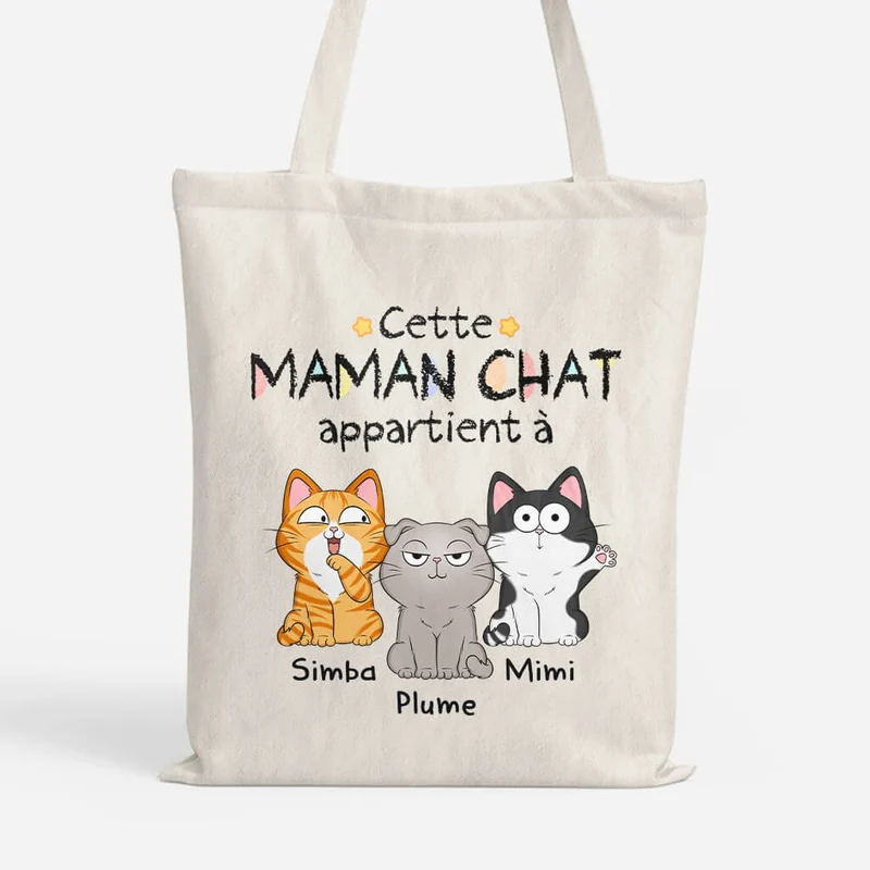 Cette Maman Chat Appartient À - Cadeau Personnalisé | Tote Bag pour Amoureux des animaux