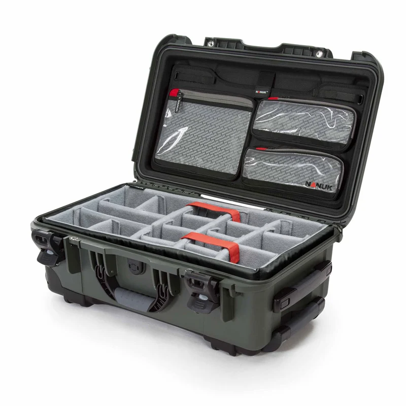 Valise Rigide à roulettes Nanuk 935 avec Séparateurs rembourrés et Organisateur de couvercle (Olive)