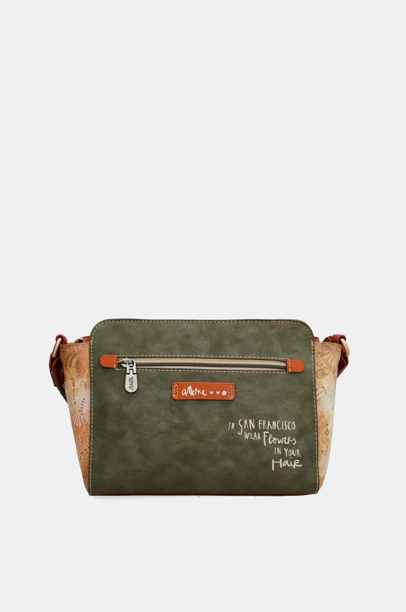 Sac bandoulière rectangulaire camel Peace & Love