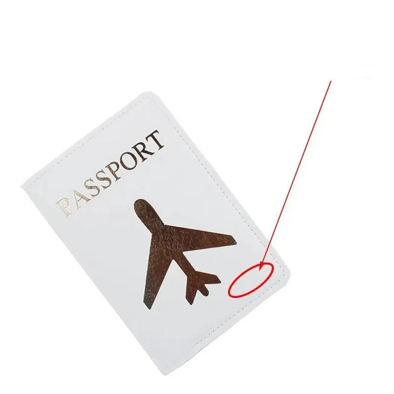 Protège-Passeport Personnalisé Avion Doré | Étui Pu avec Initiales