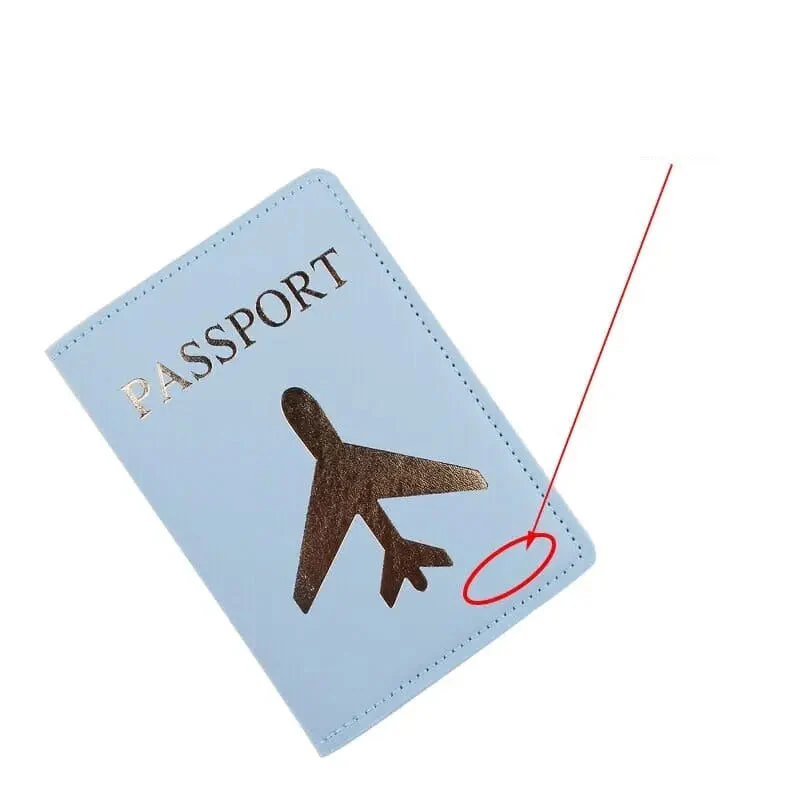 Protège-Passeport Personnalisé Avion Doré | Étui Pu avec Initiales