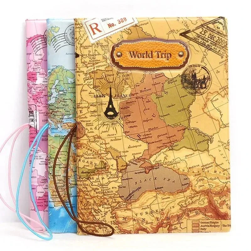 Protège-Passeport Carte du Monde | Fermeture Élastique Sécurisée