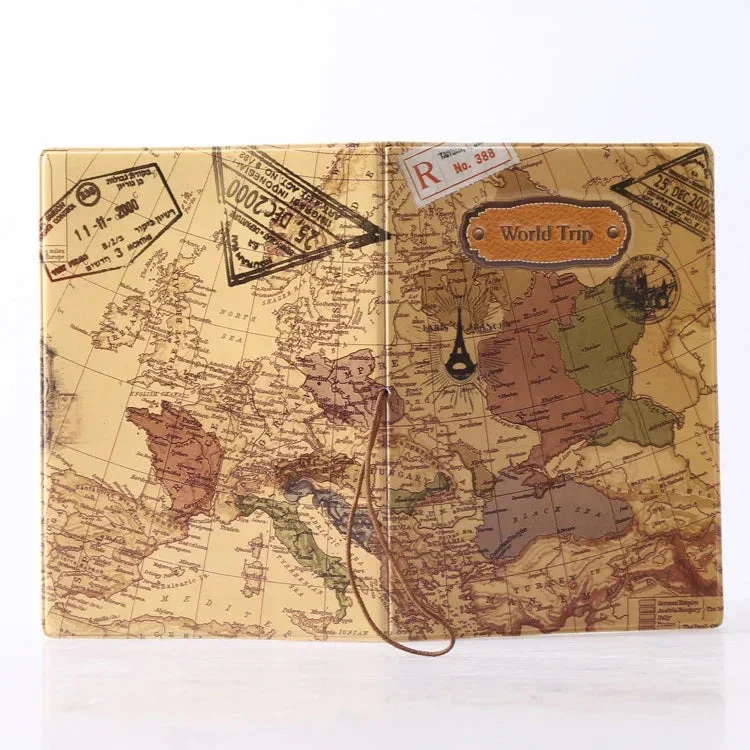 Protège-Passeport Carte du Monde | Fermeture Élastique Sécurisée