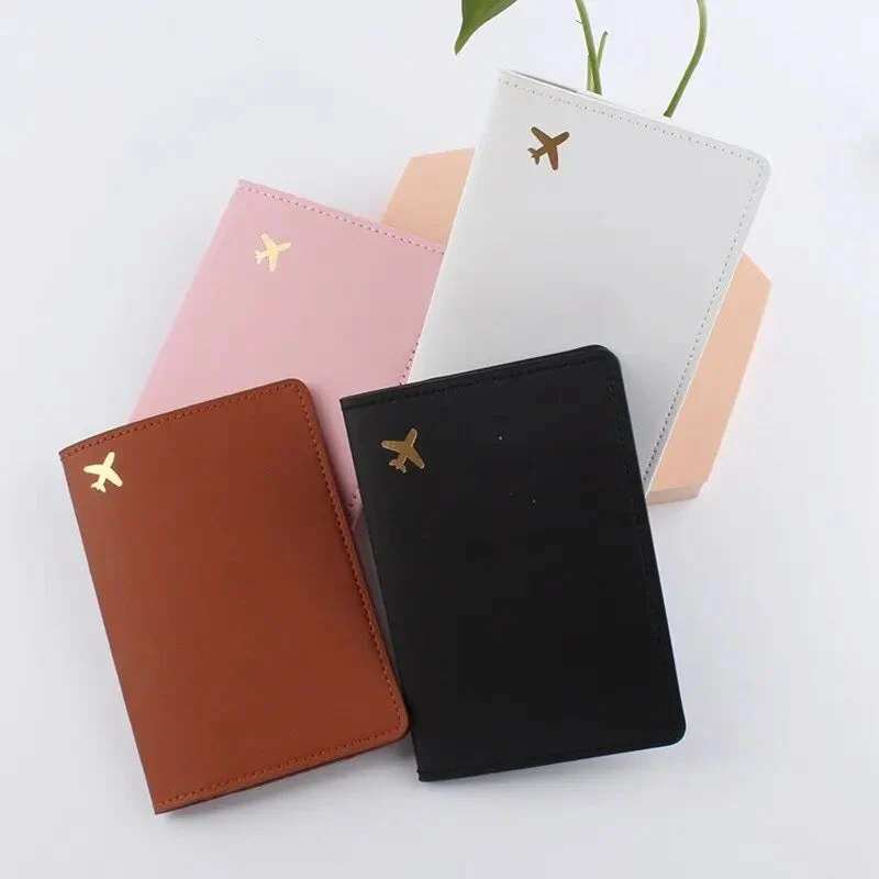 Protège-Passeport Avion Doré | Pochette Polyuréthane
