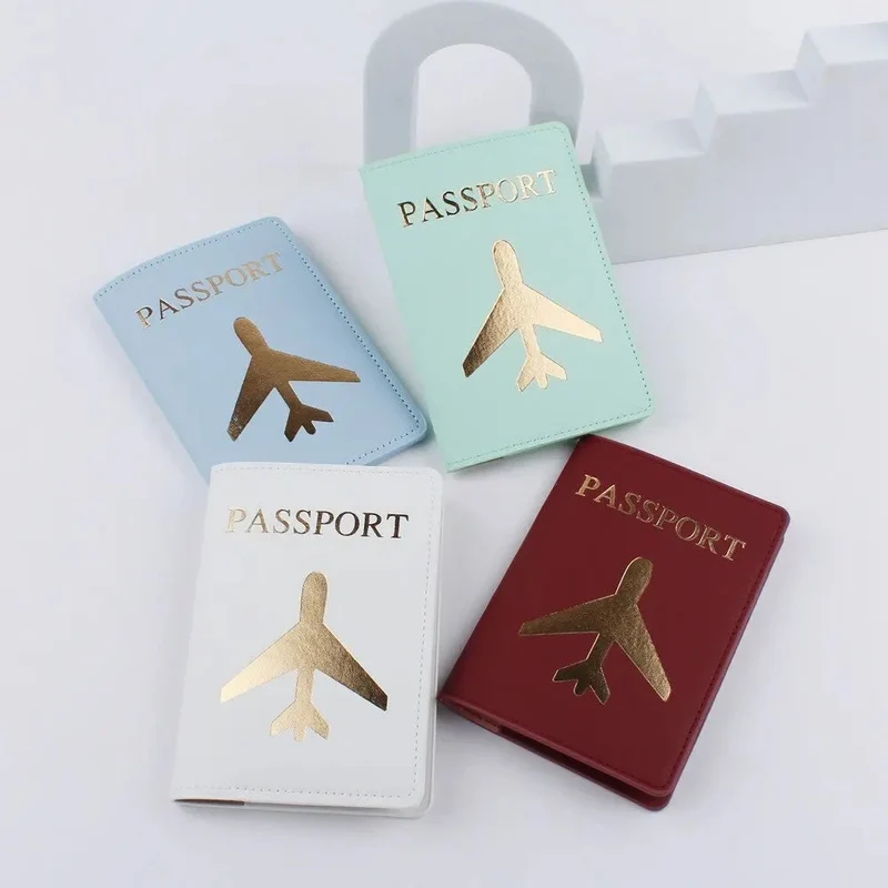Protège-Passeport Avion Doré | Étui Polyuréthane Voyage