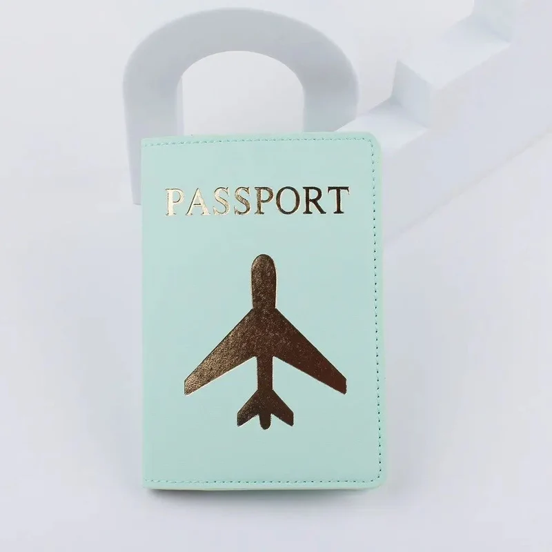Protège-Passeport Avion Doré | Étui Polyuréthane Voyage