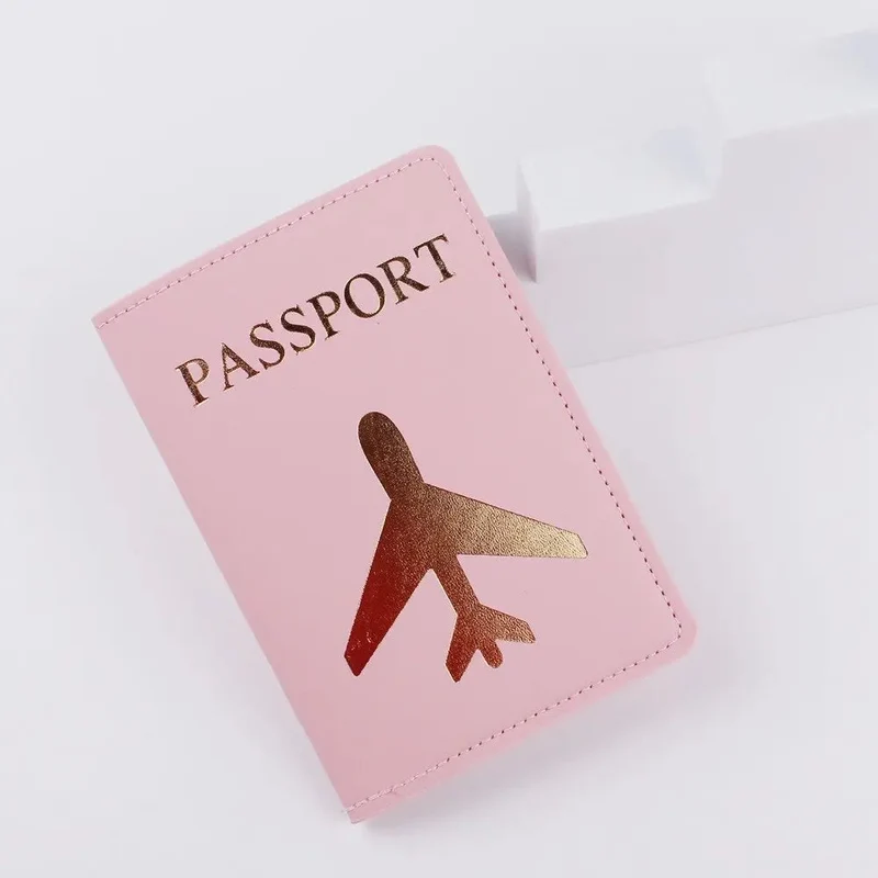 Protège-Passeport Avion Doré | Étui Polyuréthane Voyage