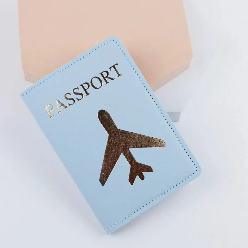 Protège-Passeport Avion Doré | Étui Polyuréthane Voyage