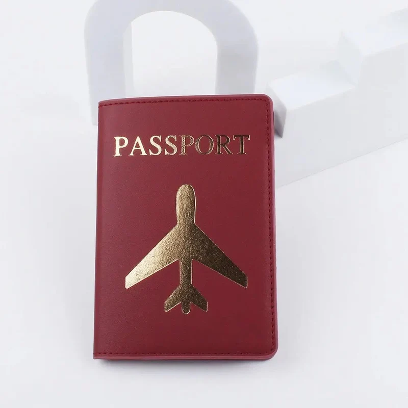 Protège-Passeport Avion Doré | Étui Polyuréthane Voyage