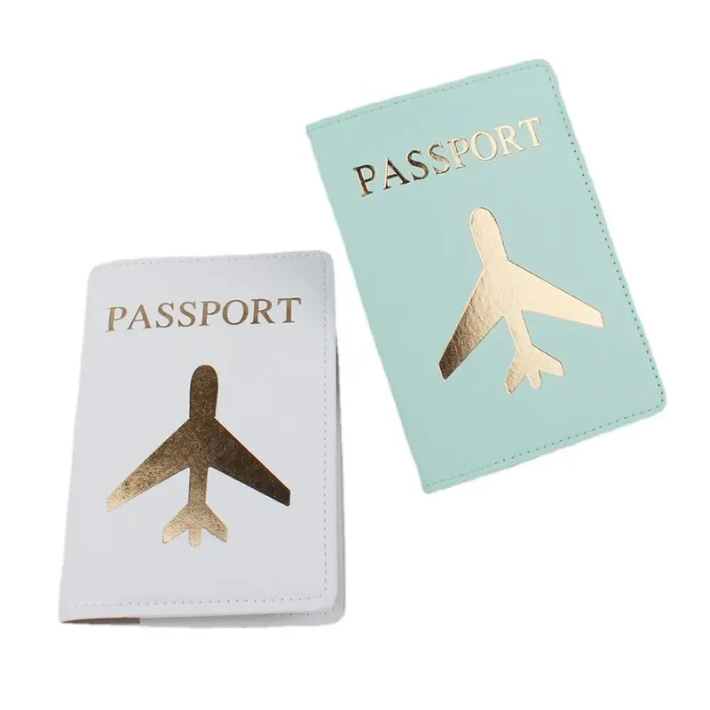 Protège-Passeport Avion Doré | Étui Polyuréthane Voyage