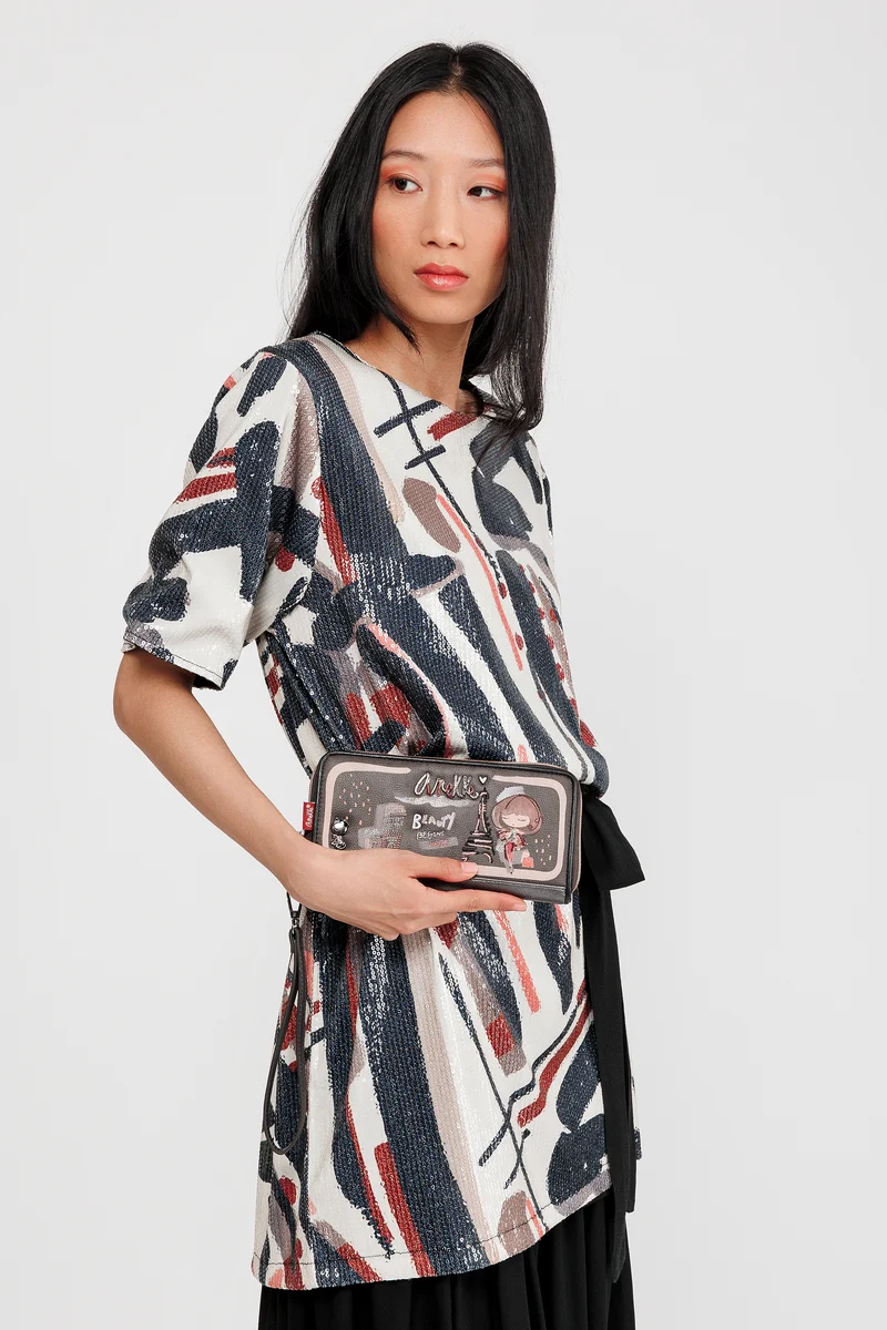 Portefeuille à motifs RFID grand Mademoiselle