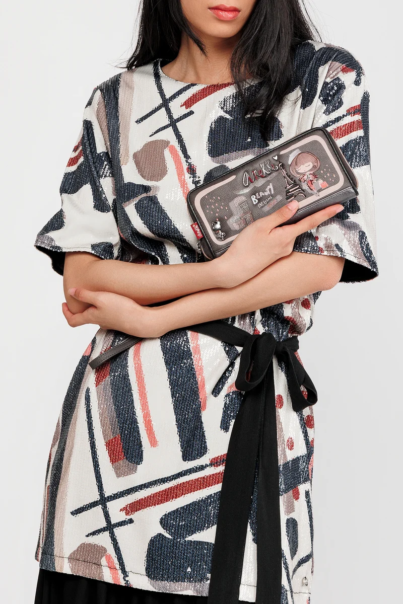 Portefeuille à motifs RFID grand Mademoiselle
