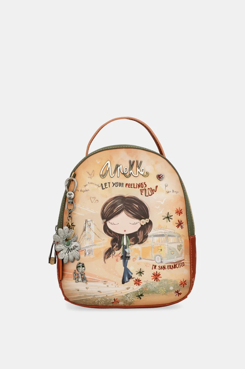 Sac à dos petit format camel Peace & Love