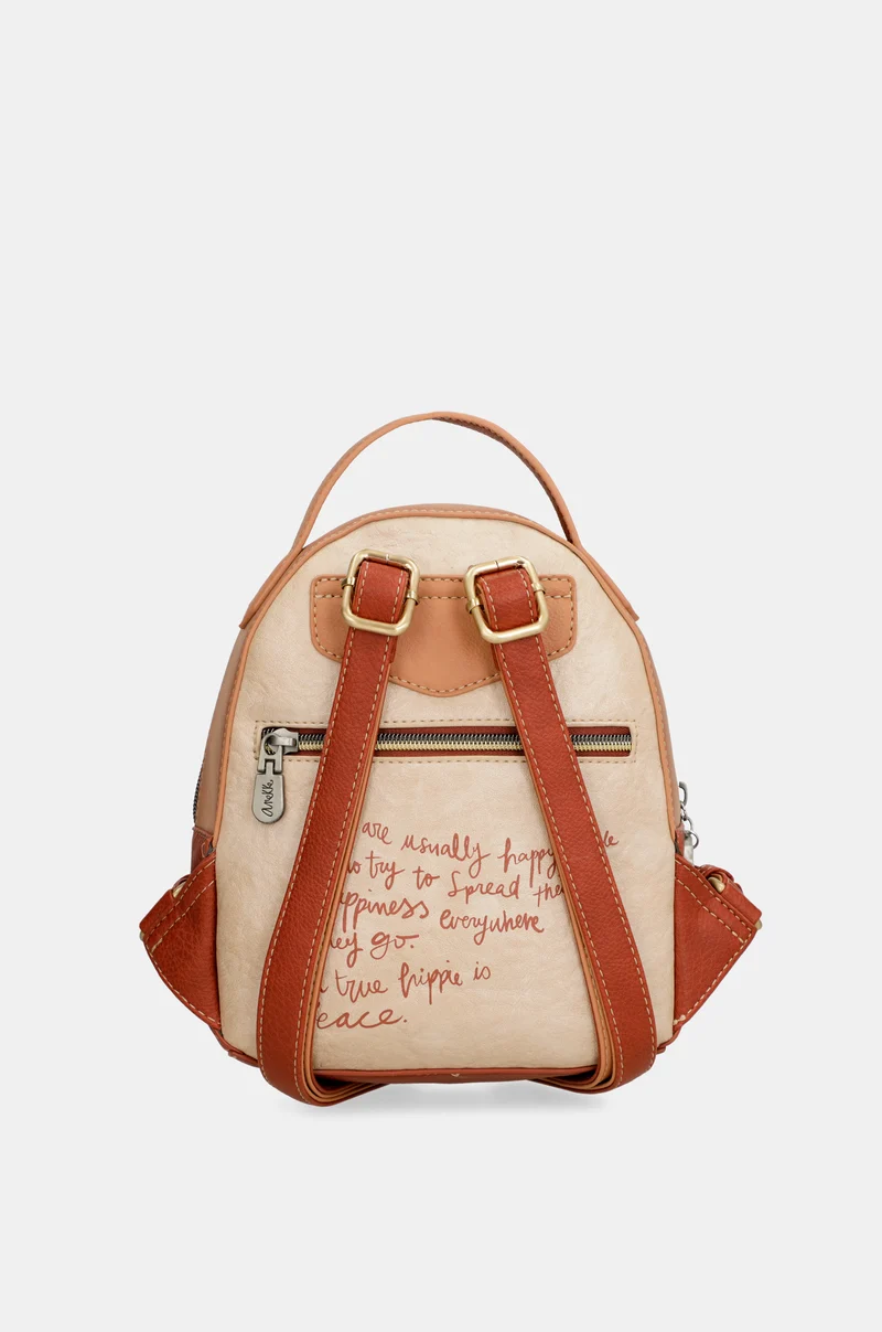 Sac à dos petit format camel Peace & Love