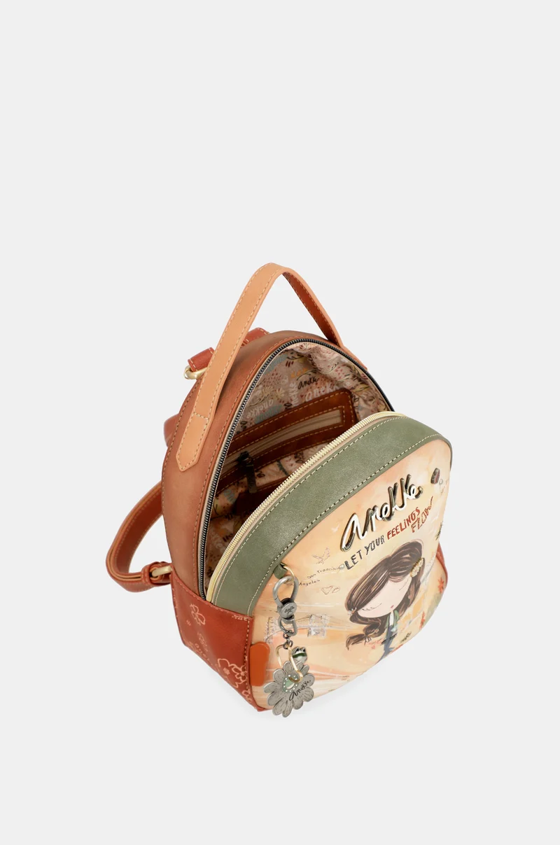 Sac à dos petit format camel Peace & Love