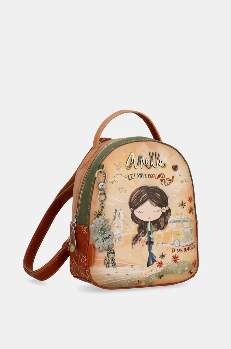 Sac à dos petit format camel Peace & Love