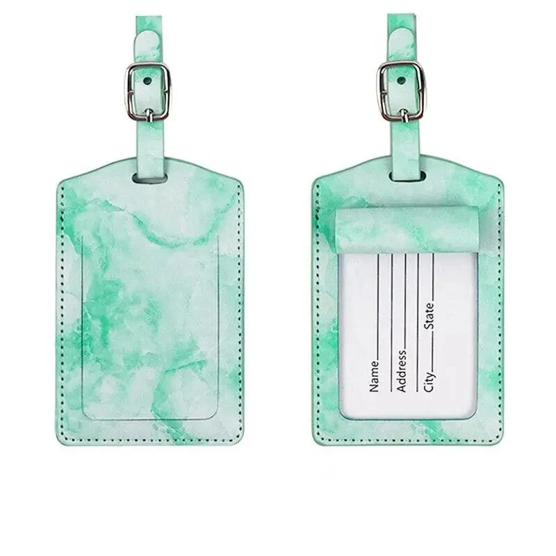 Étiquette à Bagage Marbre | Sangle Réglable Pu