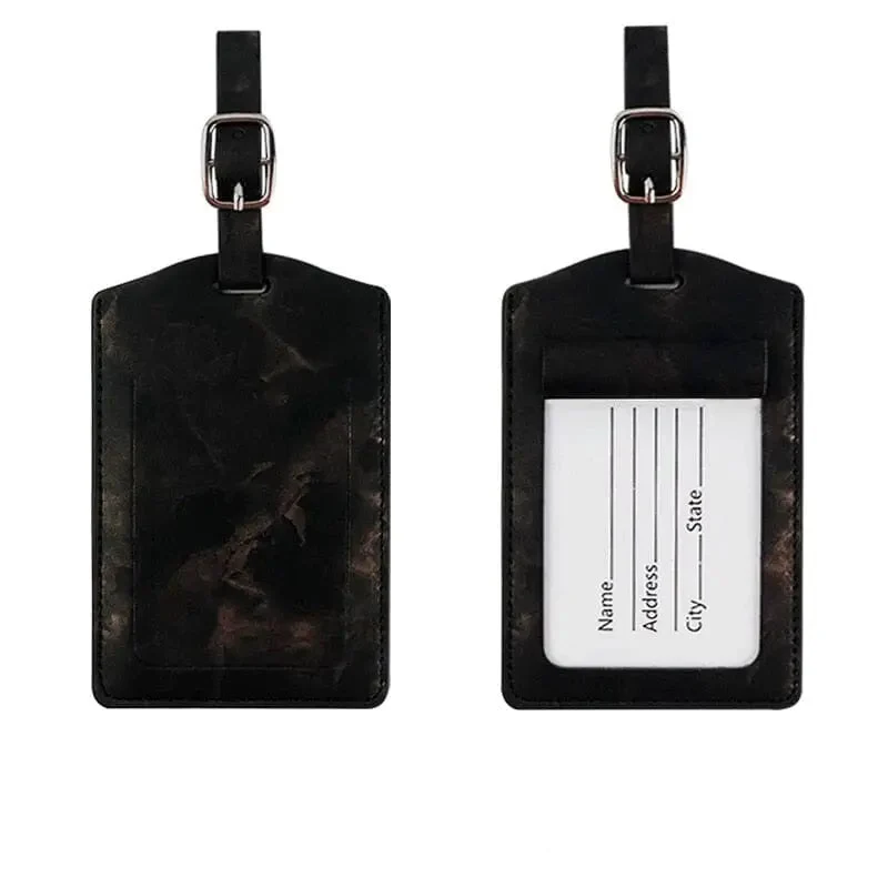 Étiquette à Bagage Marbre | Sangle Réglable Pu