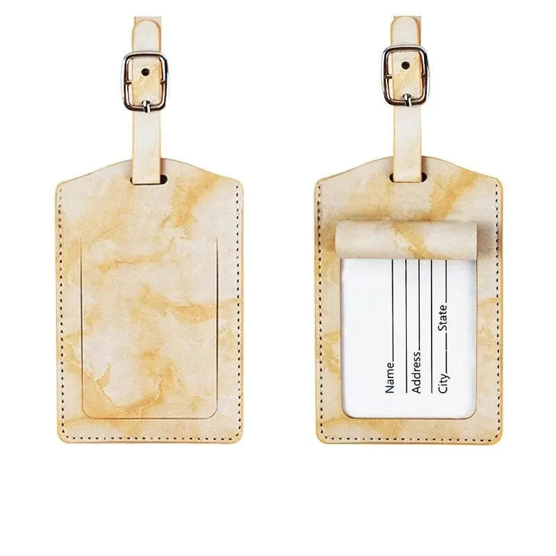 Étiquette à Bagage Marbre | Sangle Réglable Pu