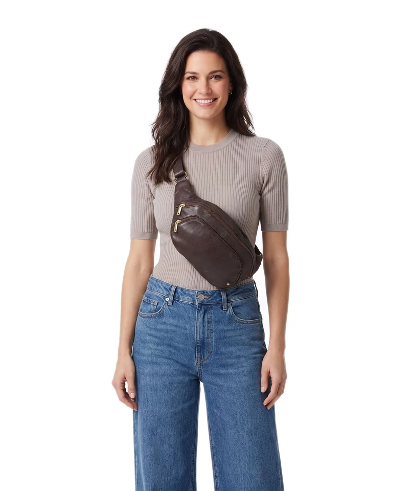 Depeche Golden Chic Sac banane coffee