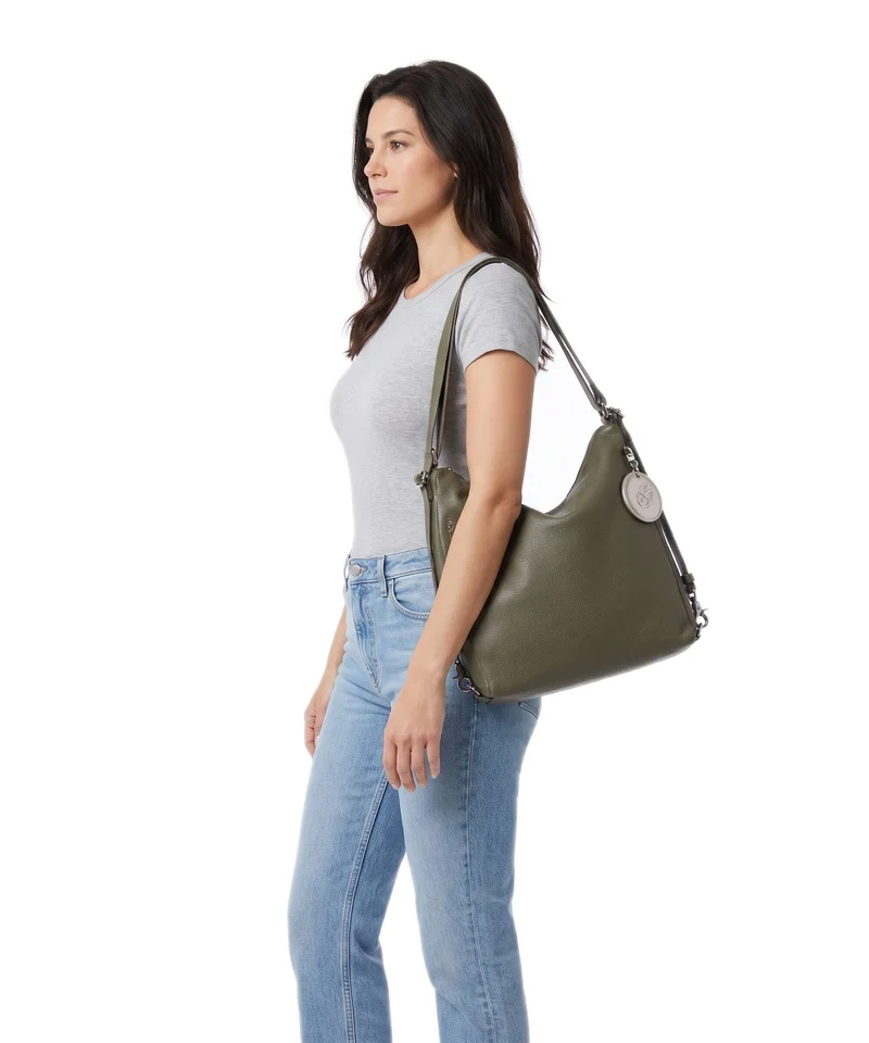 Mandarina Duck Mellow Leather Sac à main porté dos winter olive