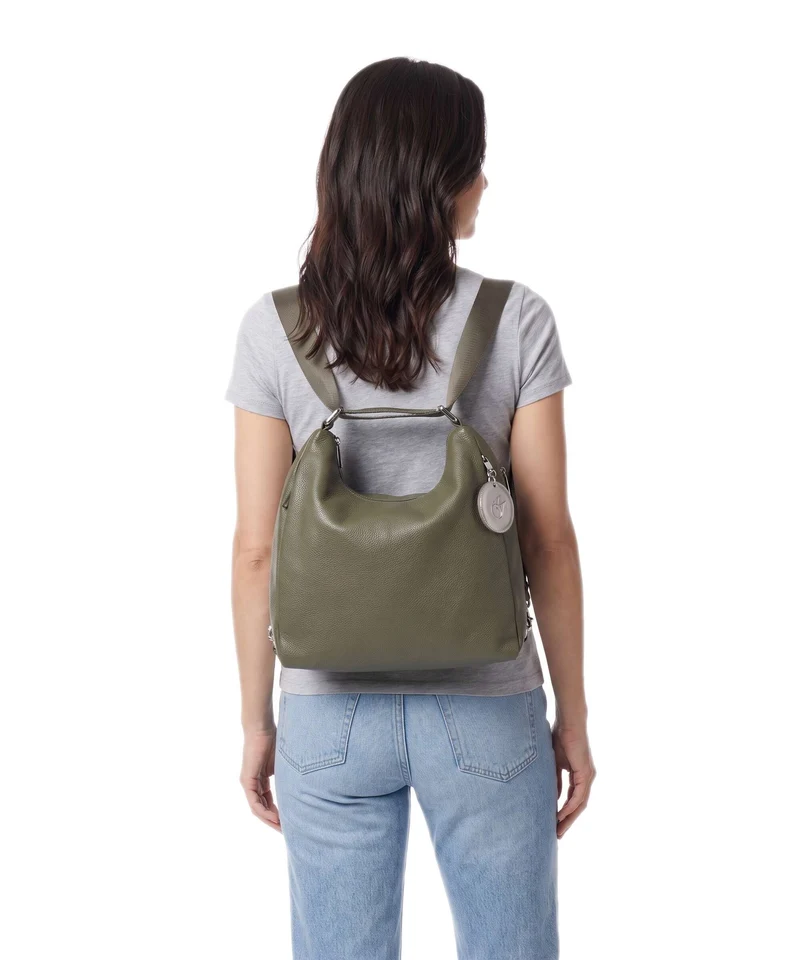 Mandarina Duck Mellow Leather Sac à main porté dos winter olive