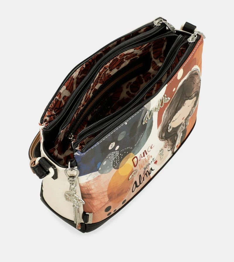 Sac bandoulière imprimé 3 compartiments Alma